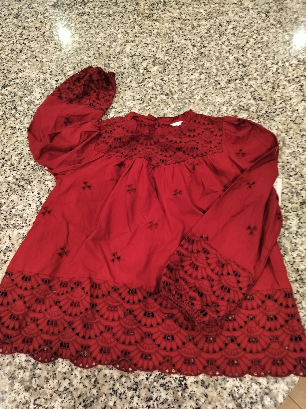 Women's Embroidered Red Peasant Blouse